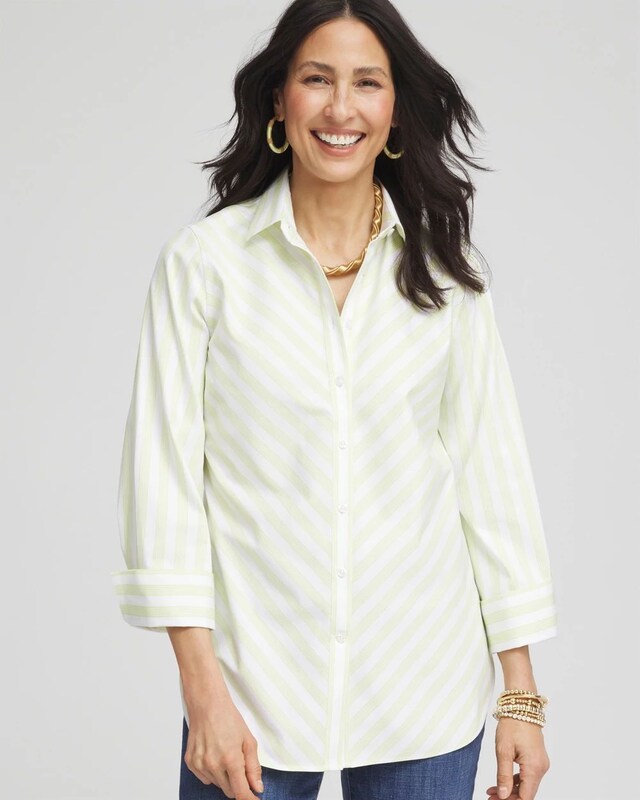 No Iron Chevron Stripe Stretch Shirt - image 1